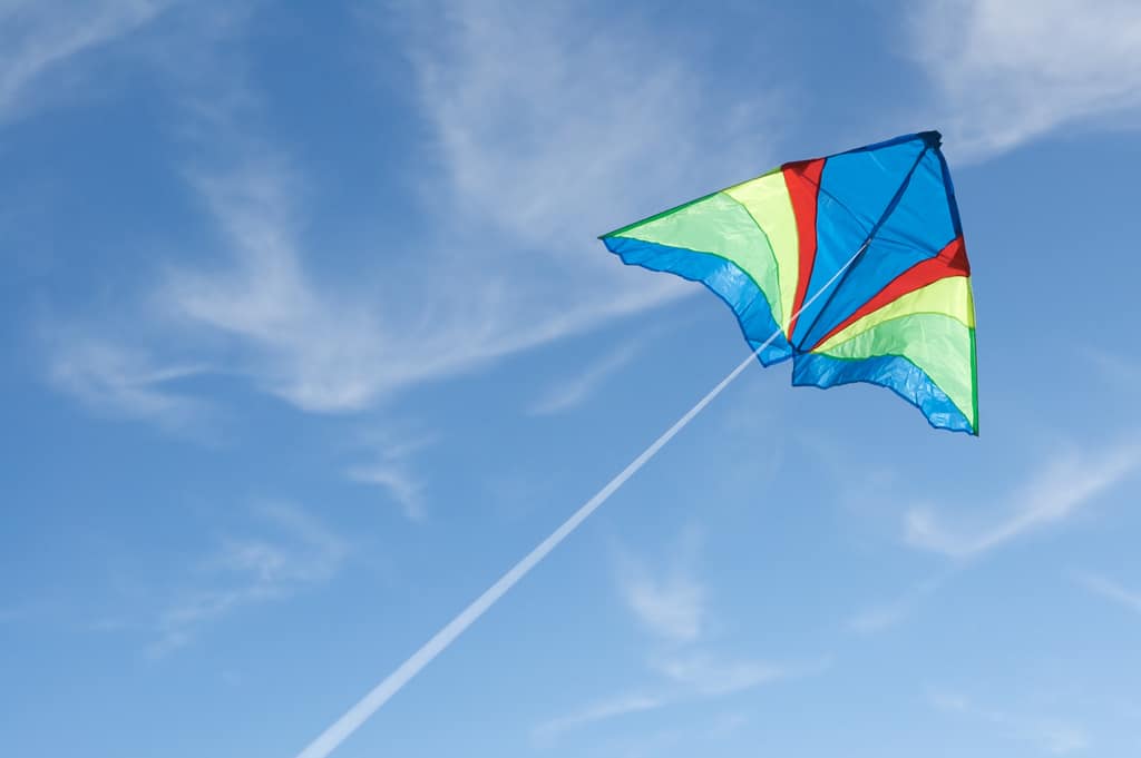 kite flying through the wind