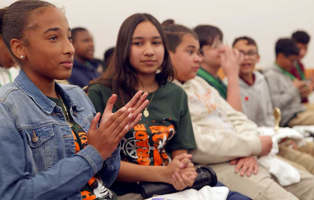 Students Clapping Green Heart STEM Challenge Miami Finale 2026