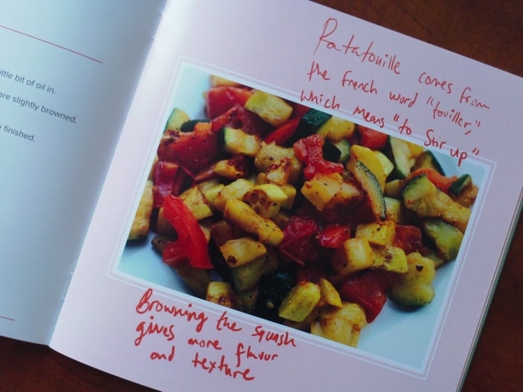 Recipe book page with handwritten notes