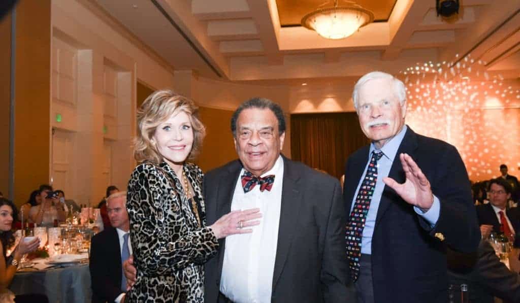 Captain planet gala with Ted Turner and Jane Fonda