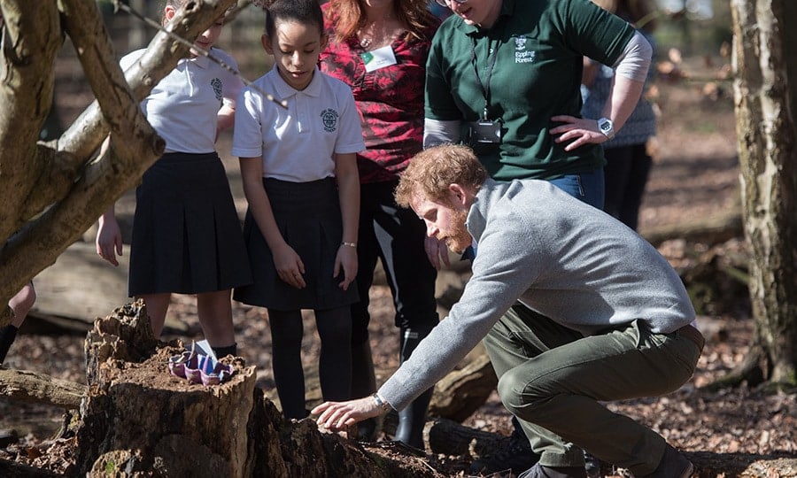 Prince Harry in garden with children