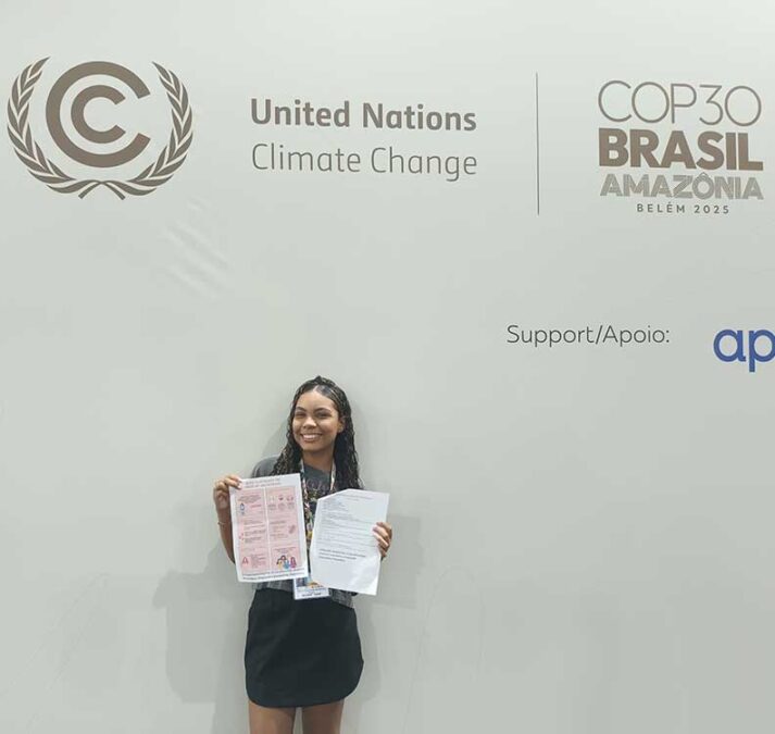 Maria Victória Pessoa attends a public health session at COP30