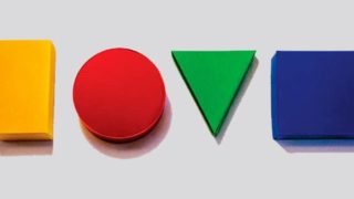 Colorful shapes spelling out love