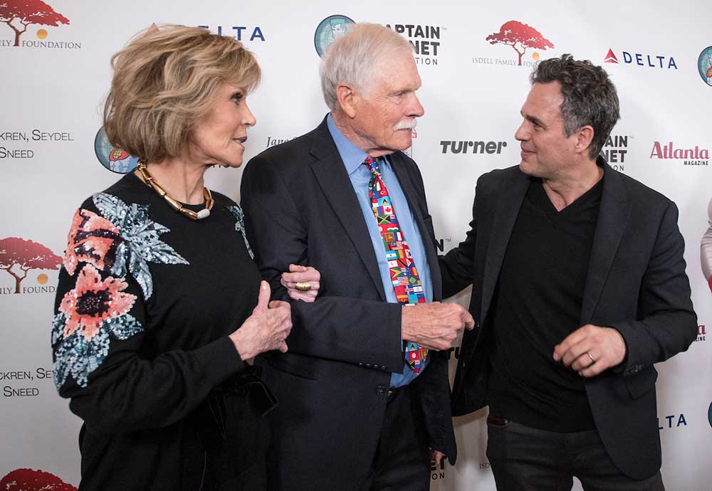 Actor Jane Fonda, media mogul Ted Turner and actor and environmentalist Mark Ruffalo