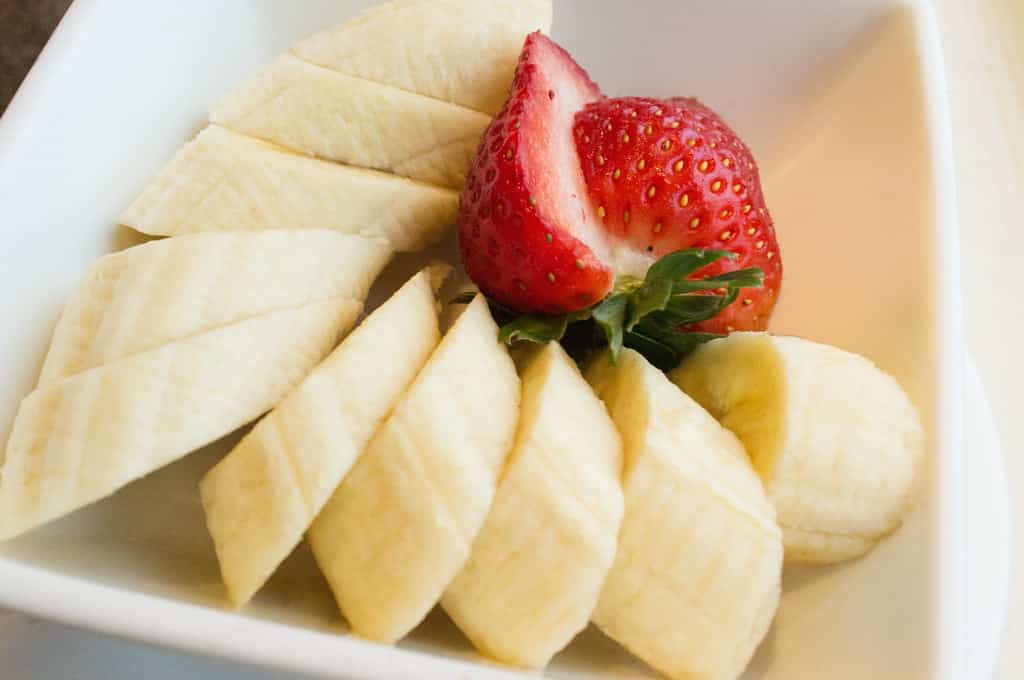cut strawberry and banana