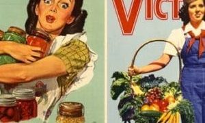 Political cartoons showing women gardening