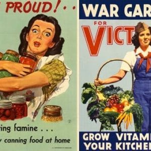 Political cartoons showing women gardening