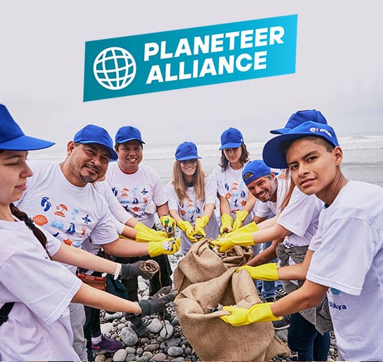 Planeteer Alliance Youth during a beach cleanup